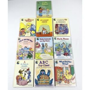10 Vintage 80s Sesame Street Book Cub Large Hardback Children's Learning Lot #1